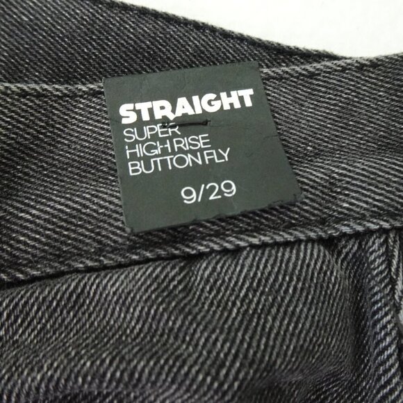 Rhinestone Jeans Simple Society Size 9 Gray Button Fly Cropped Straight Frayed - Picture 8 of 10